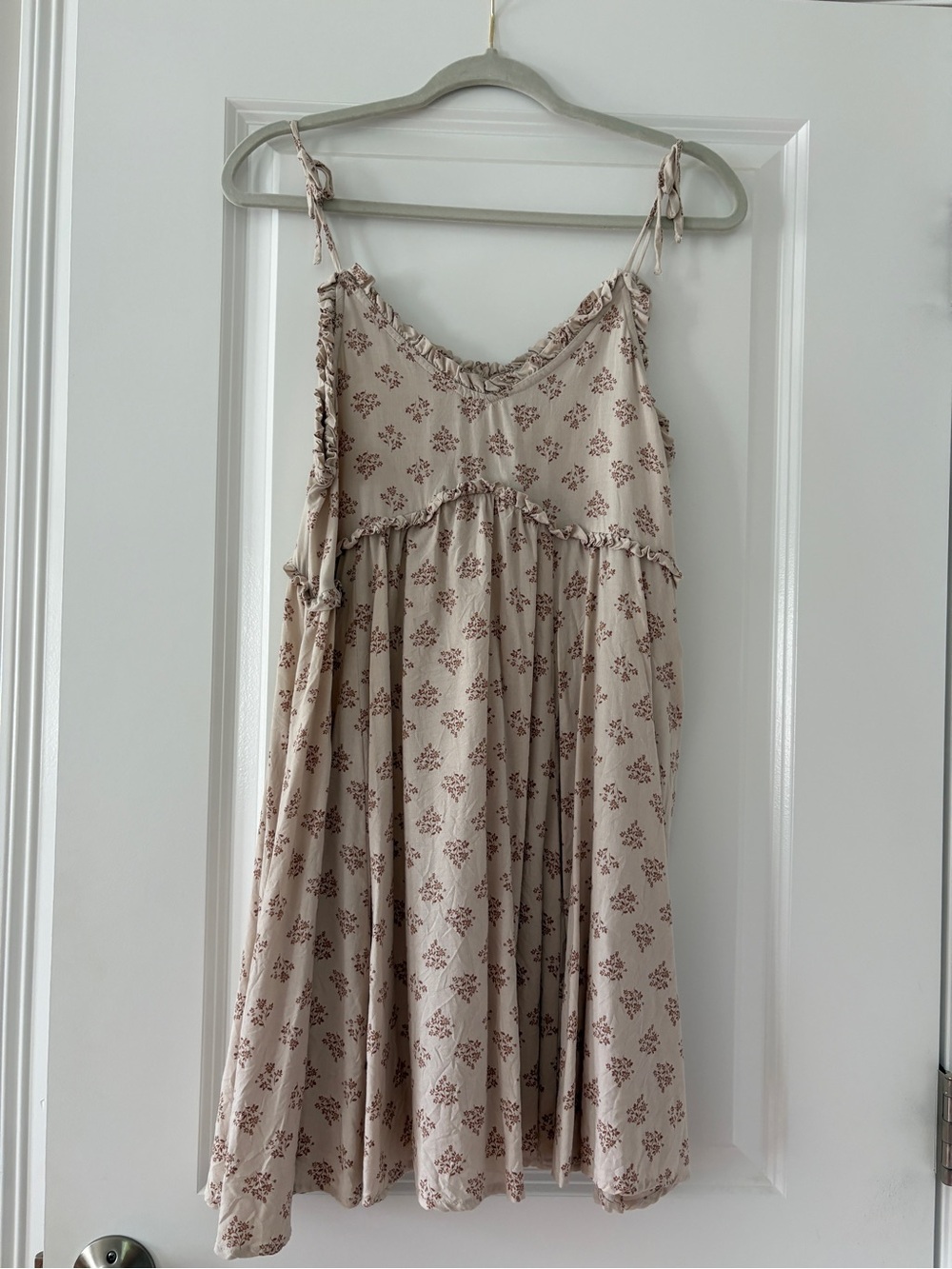 Patrons of Peace Cream Floral Tie-Shoulder Dress